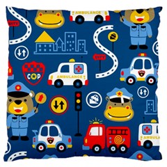 Seamless-pattern-vector-rescue-team-cartoon Standard Flano Cushion Case (two Sides) by Jancukart
