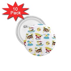 Vector-pattern-with-funny-animals-cartoon-summer-holiday-beach 1 75  Buttons (10 Pack) by Jancukart