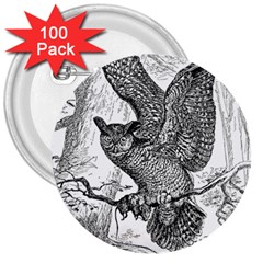 Owl-animals-wild-jungle-nature 3  Buttons (100 Pack)  by Jancukart