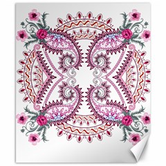 Pink Flower Cartoon Canvas 8  X 10  by Jancukart