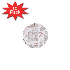 I Love London Drawing 1  Mini Buttons (10 Pack)  by Jancukart