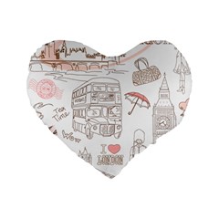 I Love London Drawing Standard 16  Premium Heart Shape Cushions by Jancukart