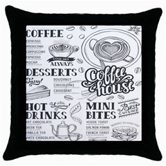 Vintage Coffee-tea-cafe-hamburger-menu-coffee-shop-menu Throw Pillow Case (black) by Jancukart