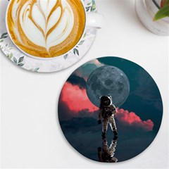Astronaut-moon-space-nasa-planet Uv Print Round Tile Coaster by Jancukart