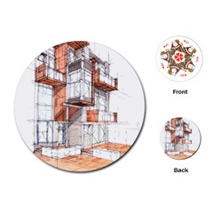 Rag-flats-onion-flats-llc-architecture-drawing Graffiti-architecture Playing Cards Single Design (round) by Jancukart
