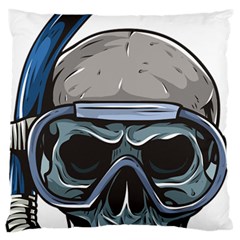 Skull-underwater-diving-skeleton-diving-head Large Flano Cushion Case (one Side) by Jancukart