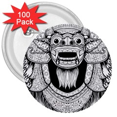 Balinese-art Barong-drawing-bali 3  Buttons (100 Pack)  by Jancukart