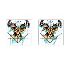 Deer-unicorn-tattoo-drawing-vector-watercolor Cufflinks (square) by Jancukart