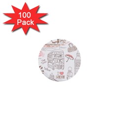 London-paris-drawing-vector-london-comics 1  Mini Buttons (100 Pack)  by Jancukart