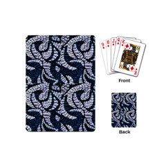 Blue On Grey Stitches Playing Cards Single Design (mini) by kaleidomarblingart