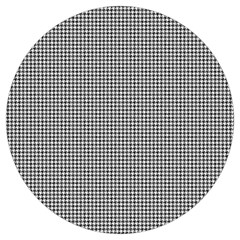 Soot Black And White Handpainted Houndstooth Check Watercolor Pattern Round Trivet by PodArtist