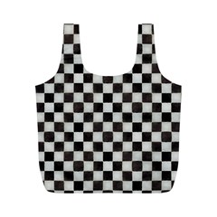 Large Black And White Watercolored Checkerboard Chess Full Print Recycle Bag (m) by PodArtist