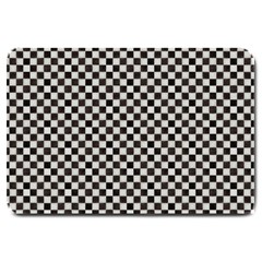 Black And White Watercolored Checkerboard Chess Large Doormat  by PodArtist
