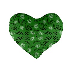 Folk Flowers Print Floral Pattern Ethnic Art Standard 16  Premium Heart Shape Cushions by Eskimos