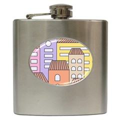Houses City Architecture Building Hip Flask (6 Oz) by Sapixe