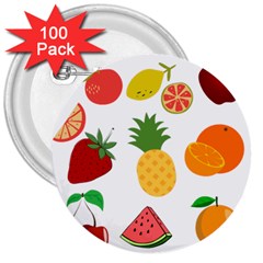 Fruits Cartoon 3  Buttons (100 Pack)  by Sapixe