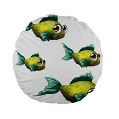 Fish Vector Green Standard 15  Premium Flano Round Cushions by Sapixe