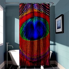 Red Peacock Plumage Fearher Bird Pattern Shower Curtain 36  X 72  (stall)  by Wegoenart