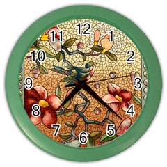 Flower Cubism Mosaic Vintage Color Wall Clock by Jancukart