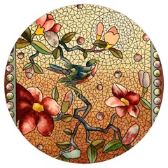 Flower Cubism Mosaic Vintage Round Trivet by Jancukart