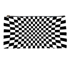 Illusion Checkerboard Black And White Pattern Pencil Case by Zezheshop