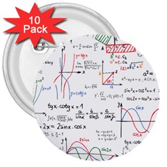 Math Formula Pattern 3  Buttons (10 Pack)  by Wegoenart