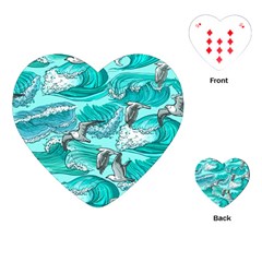 Sea Waves Seamless Pattern Playing Cards Single Design (heart) by Wegoenart