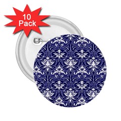 Blue Lace Decorative Ornament - Pattern 14th And 15th Century - Italy Vintage  2 25  Buttons (10 Pack)  by ConteMonfrey