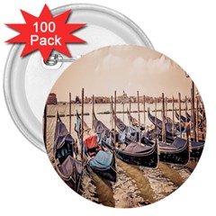 Black Several Boats - Colorful Italy  3  Buttons (100 Pack)  by ConteMonfrey