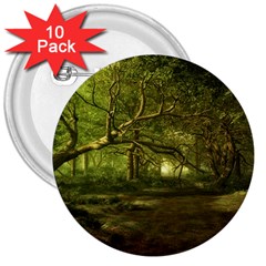 Nature Greenforest Trees Tree Landscape 3  Buttons (10 Pack)  by Wegoenart