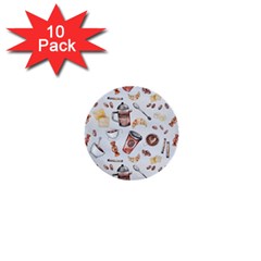 Coffee Coffeemania Caffeine Pattern 1  Mini Buttons (10 Pack)  by Wegoenart