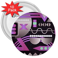 Illustration Background Abstract Geometric 3  Buttons (10 Pack)  by Wegoenart