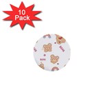 Illustrations Bear Cartoon Background Pattern 1  Mini Buttons (10 pack)  Front