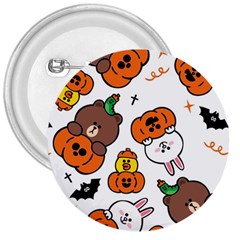 Illustration Pumpkin Bear Bat Bunny Chicken 3  Buttons by Sudhe
