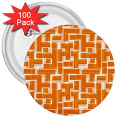 Illustration Orange Background Rectangles Pattern 3  Buttons (100 Pack)  by Amaryn4rt