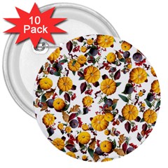 Pumpkin Fruit Flower Pattern 3  Buttons (10 Pack)  by Ravend