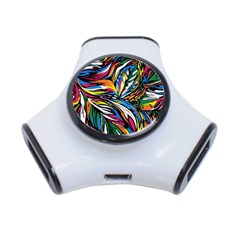 Tropical Monstera Pattern Leaf 3-port Usb Hub by Ravend