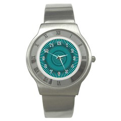 Illusion Geometric Background Stainless Steel Watch by Ravend