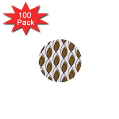 Brown Minimalist Leaves  1  Mini Buttons (100 Pack)  by ConteMonfrey