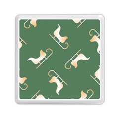 Gold Santa s Sleigh Green Print Memory Card Reader (square) by TetiBright