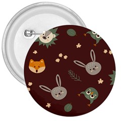 Rabbits, Owls And Cute Little Porcupines  3  Button by ConteMonfreyShop