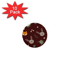Rabbits, Owls And Cute Little Porcupines  1  Mini Button (10 Pack)  by ConteMonfreyShop