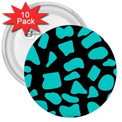 Cow Background Neon Blue Black 3  Button (10 Pack) by ConteMonfreyShop