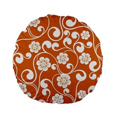 Orange Floral Walls  Standard 15  Premium Flano Round Cushion  by ConteMonfreyShop