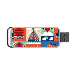 Toy Transport Cartoon Seamless-pattern-with-airplane-aerostat-sail Yacht Vector Illustration Portable Usb Flash (one Side) by Jancukart