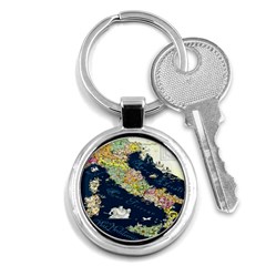 Map Italy Blue Key Chain (round) by ConteMonfrey