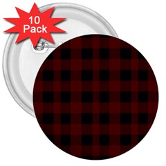 Dark Red Classic Plaids 3  Buttons (10 Pack)  by ConteMonfrey
