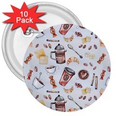 Coffee Coffeemania Caffeine 3  Buttons (10 Pack)  by Wegoenart