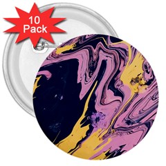 Pink Black And Yellow Abstract Painting 3  Buttons (10 Pack)  by Wegoenart