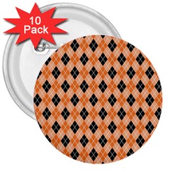 Halloween Inspired Black Orange Diagonal Plaids 3  Buttons (10 Pack)  by ConteMonfrey